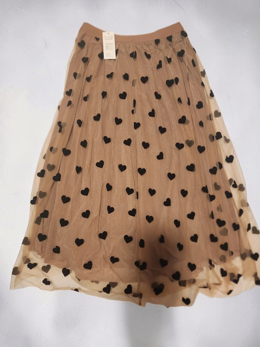 NWT Cupshe Heart Print Mesh Midi Skirt Size M - Picture 3 of 5
